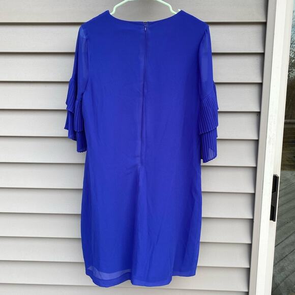 🧡SALE: NWT Sam Edelman size 6 Solid Pleated Sleeve Shift Dress - Cobalt Blue - Picture 7 of 9